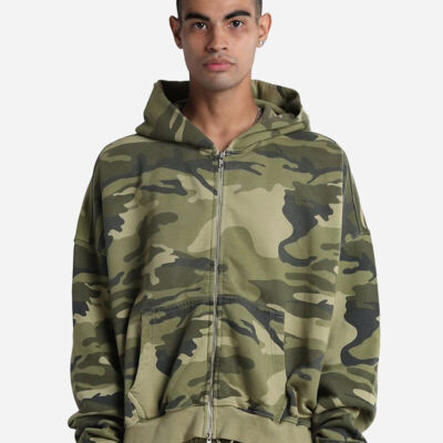 Unisex Garment-Dyed Cropped Full-Zip Hooded Sweatshirt Thumbnail