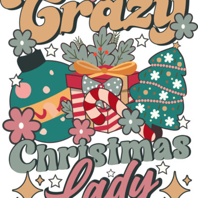 Crazy Christmas Lady Retro Boho Christmas T shirt Design Thumbnail