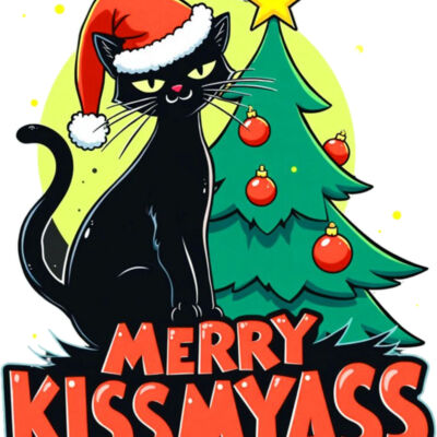Funny Christmas Cat T Shirt Design Thumbnail