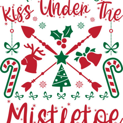 Most likely to kiss under the mistletoe funny christmas t shirt design png Thumbnail